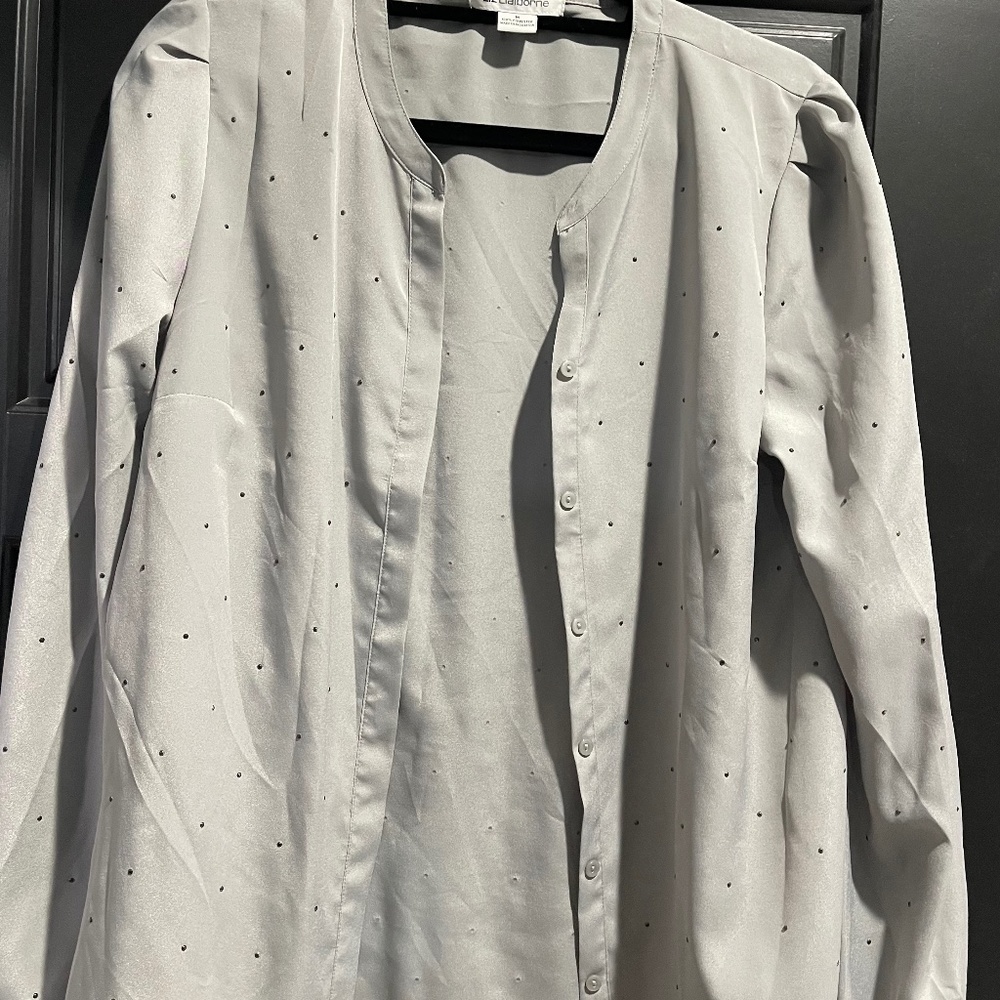 Liz Claiborne Grey sheer shirt